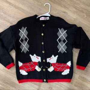 Vintage Sweater 1980s Cardigan and Sweater Scottie dogs